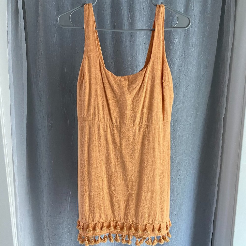 Lulus Women's M light orange tassled mini dress